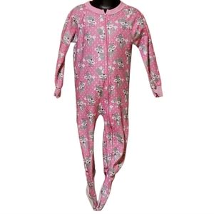 Footie Pajamas Girl's Toddlers Pink Grey Foxy Fox